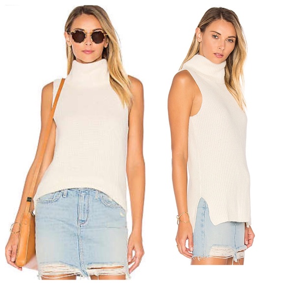 Central Park West Sweaters - Central Park West Leeds Ivory Sleeveless Sweater S